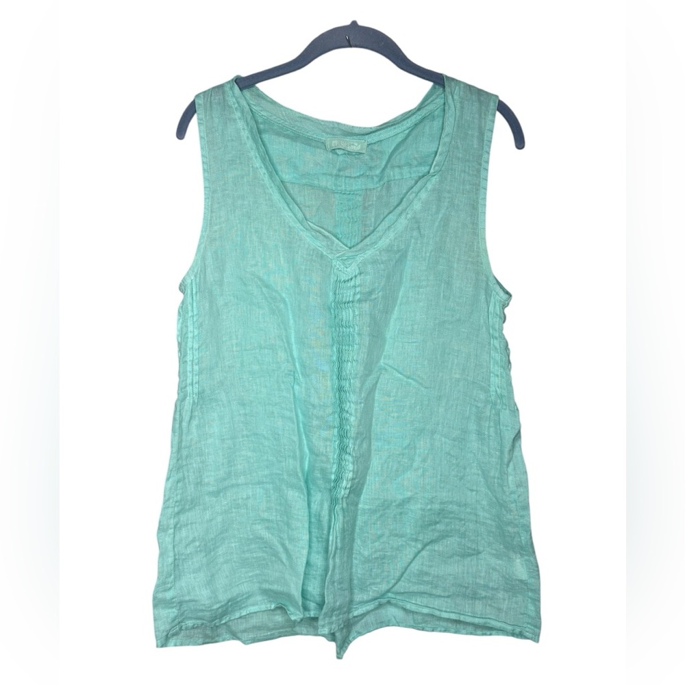 CP Shades Linen V-Neck Tank women’s size xs  teal blue